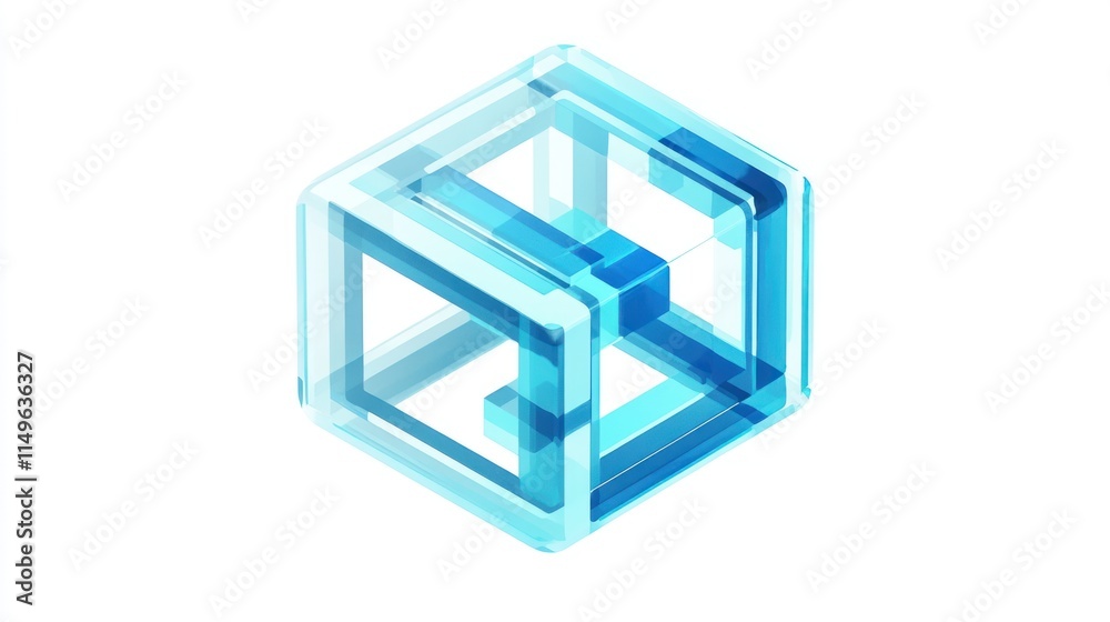 Obraz premium Abstract blue glass cube.
