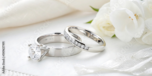 wedding rings with white background