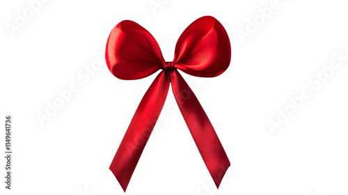 A red ribbon tied into a heart-shaped bow, isolated on transparent 