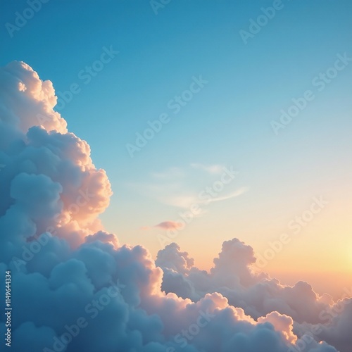 Wallpaper Mural Blue cloud formations with a hint of golden sunlight peeking through the gaps, sunny sky, gentle hues, blue clouds Torontodigital.ca