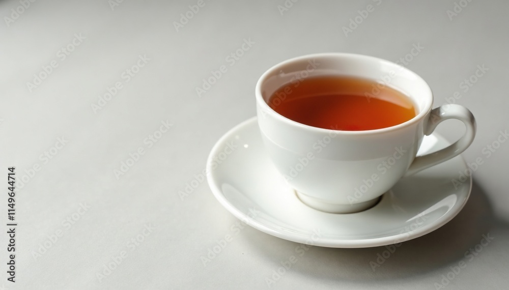 Dainty white cup with Earl Grey tea on a simple background, minimalist, delicate, tableware Dainty white cup with Earl Grey tea on a simple background, minimalist, delicate, tableware