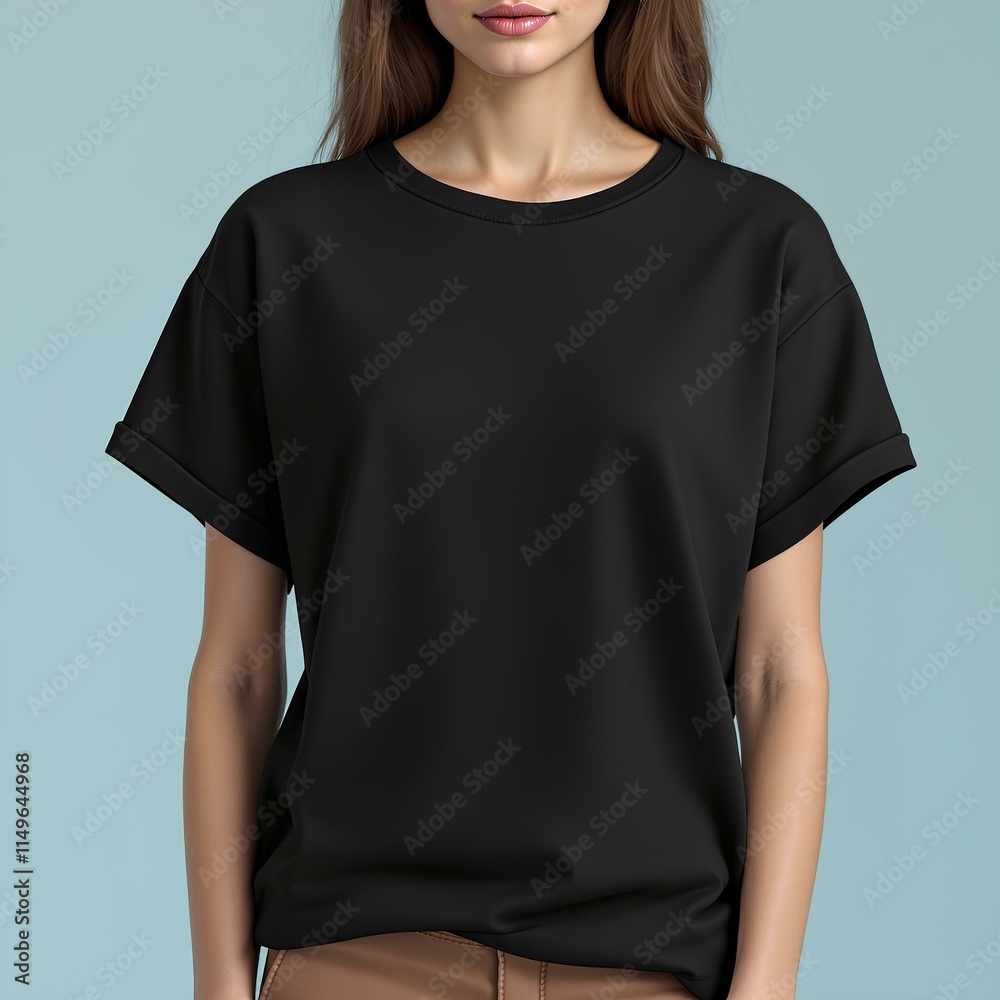 Black T-Shirt Template for Women’s Apparel Business Marketing Black T-Shirt Template for Women’s Apparel Business Marketing