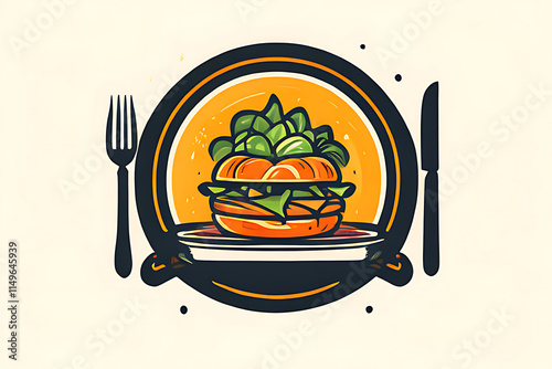 Business logo for meal preperation, business logo for food fast food healthy food photo