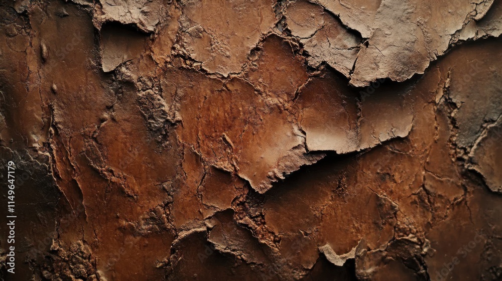Textured Brown Surface with Cracked and Peeling Layers of Paint Textured Brown Surface with Cracked and Peeling Layers of Paint