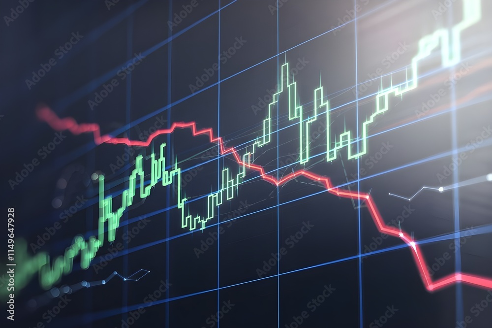 Stock market high and low indicators in red and green colors on a dark background Stock market high and low indicators in red and green colors on a dark background