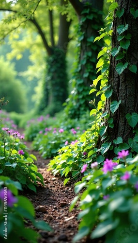 Overgrown with sandpaper-like vines of Petrea volubilis, petrea volubilis, garden photo