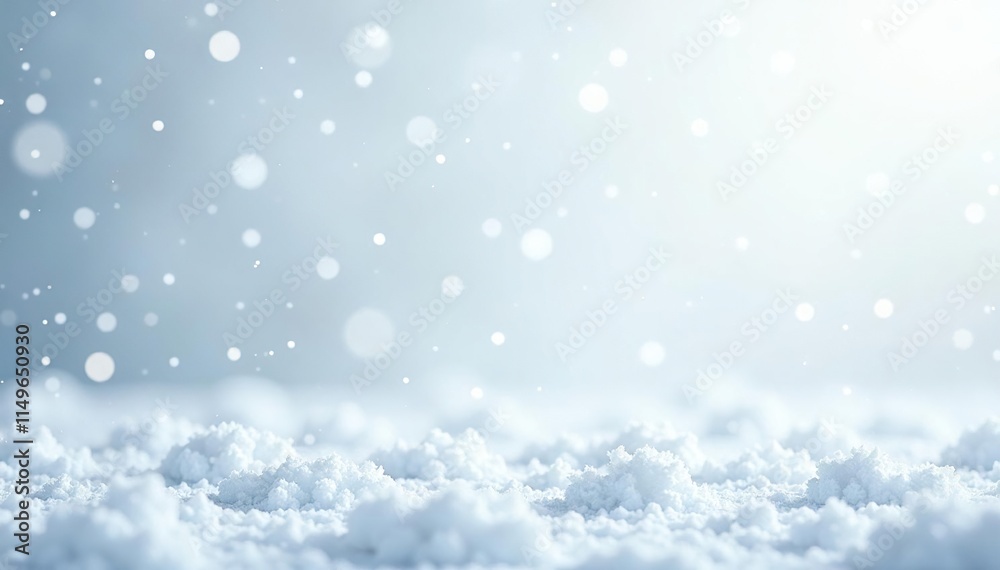 Snowflakes fall from the sky, blanketing a white background in silence, white, wintery, stillness Snowflakes fall from the sky, blanketing a white background in silence, white, wintery, stillness