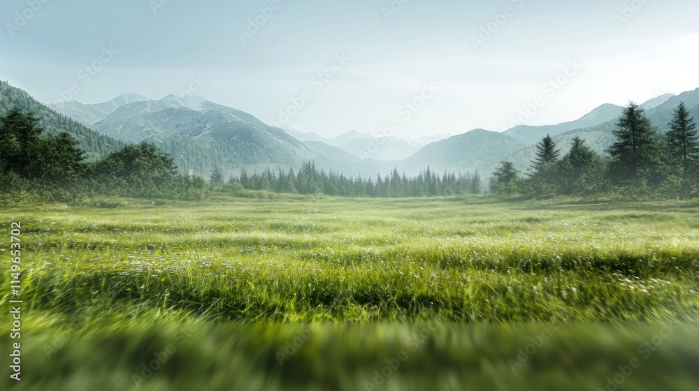 Obraz premium Serene Mountain Meadow Landscape