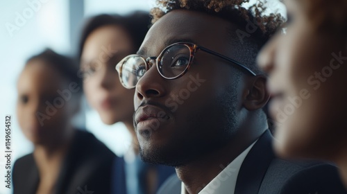 Focused young professional in a corporate meeting