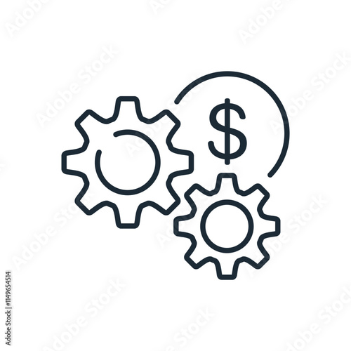 Financial engineering. Vector linear icon illustration isolated on white background.