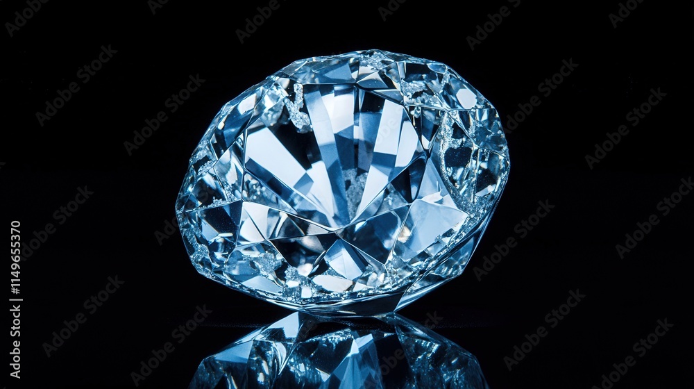 A Brilliant Blue Crystal Gemstone Reflects Light A Brilliant Blue Crystal Gemstone Reflects Light