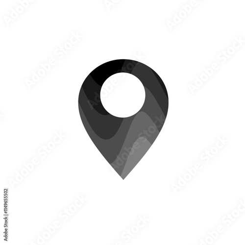 Vector Icon Pin on map. Location sign symbol. Maps signs black gradient colors.