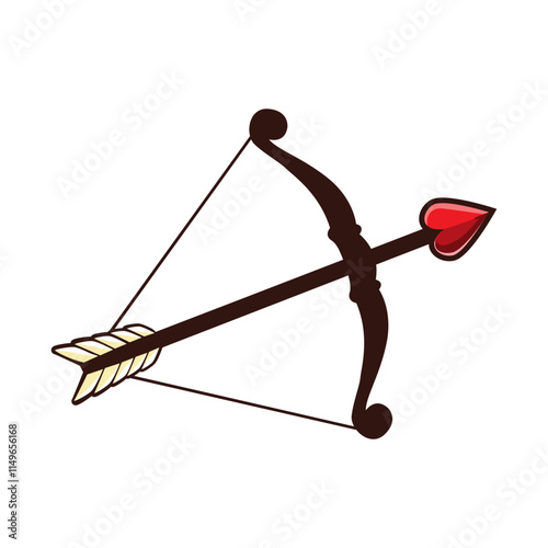 Bow and arrows, Cupid's Valentine's Day accessory Shooting weapon Red heart Vector illustration on white background