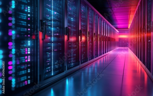 An IT security concept background with a digital lock, secure servers, and flowing binary code, emphasizing cybersecurity in the modern world