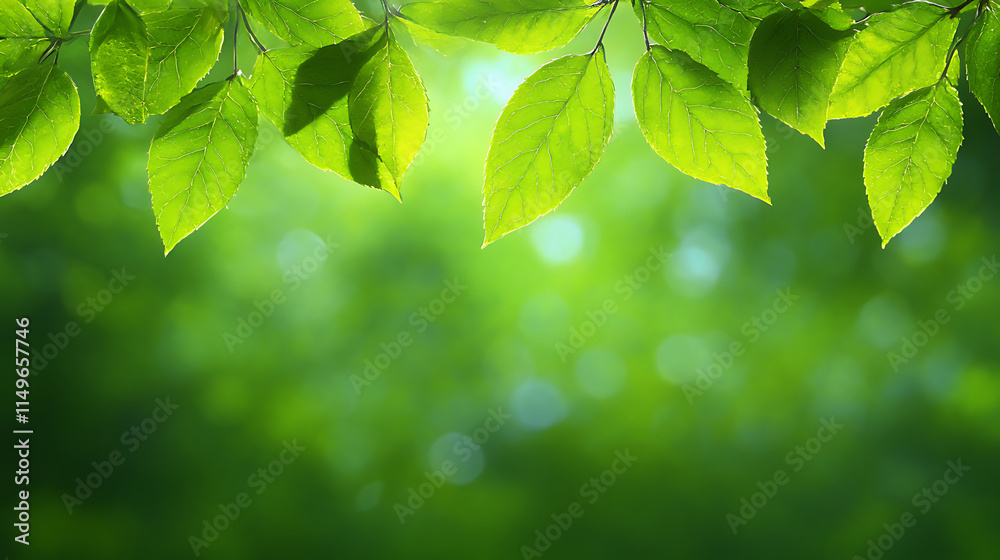 Spring's Embrace: Lush Green Leaves and Soft Sunlight Spring's Embrace: Lush Green Leaves and Soft Sunlight