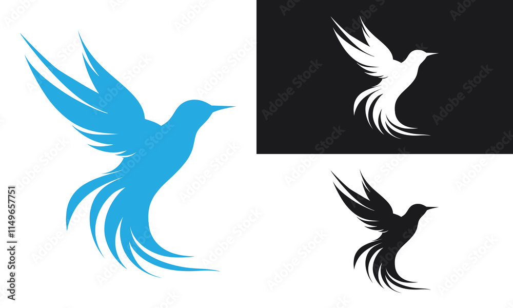 Fototapeta premium Minimalist Hummingbird silhouette vector Logo