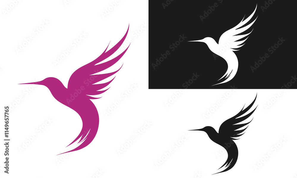 Obraz premium Minimalist Hummingbird silhouette vector Logo