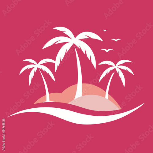 tropical island with palm trees