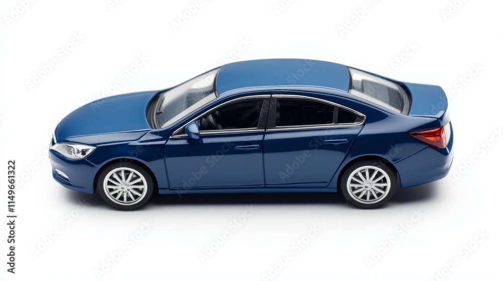 Blue Sedan Model Car Side View Blue Sedan Model Car Side View