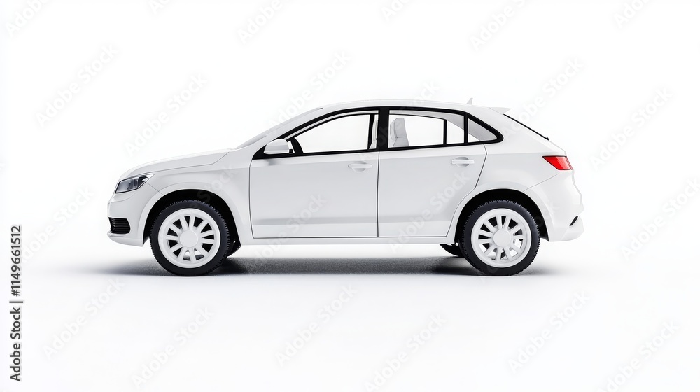 White Car Side View with Clean Background White Car Side View with Clean Background