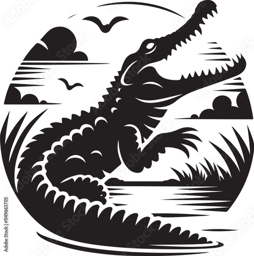 Crocodile silhouette vector illustration design