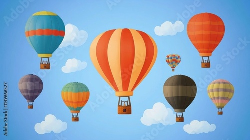 Wallpaper Mural Colorful hot air balloons soar in a bright blue sky, creating a joyful and vibrant scene full of adventure. Torontodigital.ca