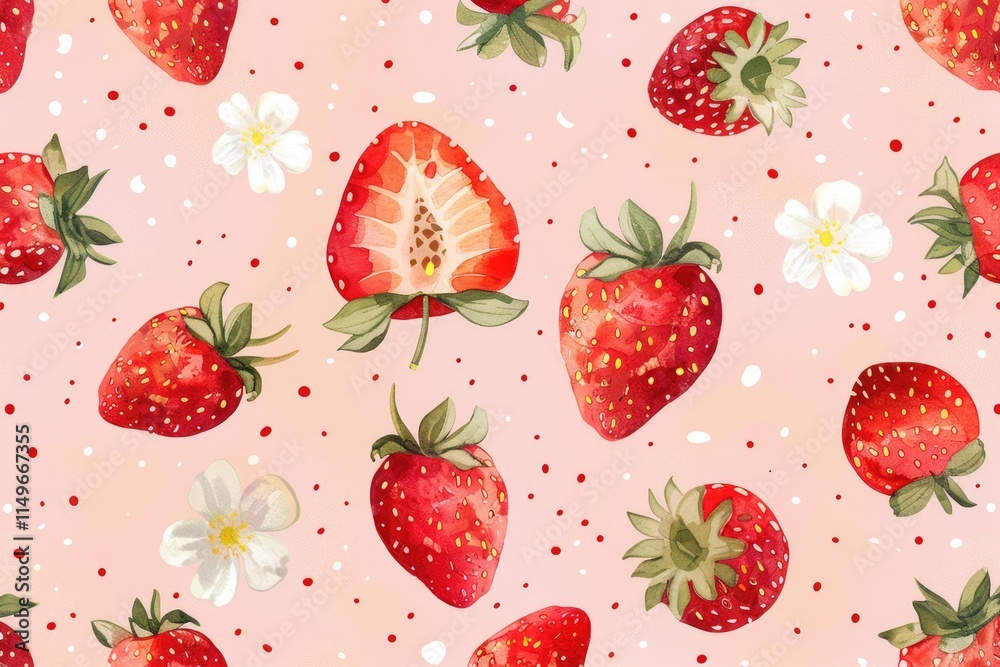 Strawberry Delight: A Seamless Pattern of Fresh Strawberries Strawberry Delight: A Seamless Pattern of Fresh Strawberries