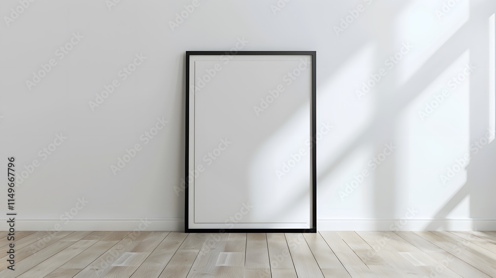 Minimalist Empty Frame on Wall with Natural Light and Shadow Play Minimalist Empty Frame on Wall with Natural Light and Shadow Play