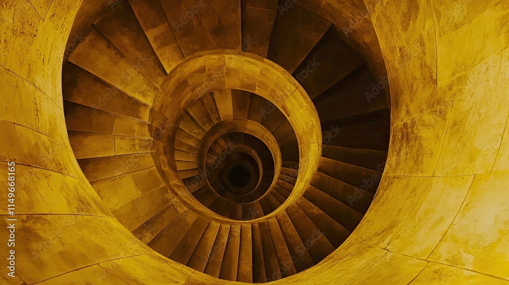 Fototapeta premium Spiral Staircase Design in Warm Yellow Tones for Architecture Lovers
