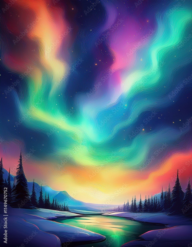 Northern lights wallpaper. Abstract bright background with northern lights elements Northern lights wallpaper. Abstract bright background with northern lights elements