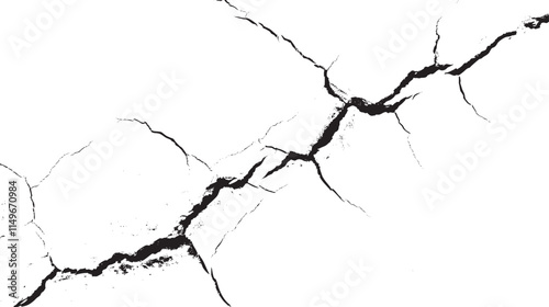 Surface cracks and fissures in ground. Vector grunge cracked texture style with cracked texture.
