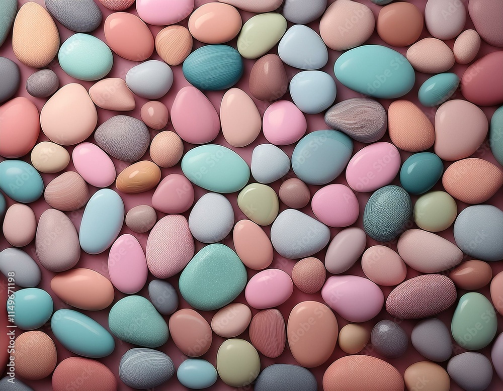 Generated image Aesthetic background featuring a collection of smooth pebbles in soft pastel colors Generated image Aesthetic background featuring a collection of smooth pebbles in soft pastel colors