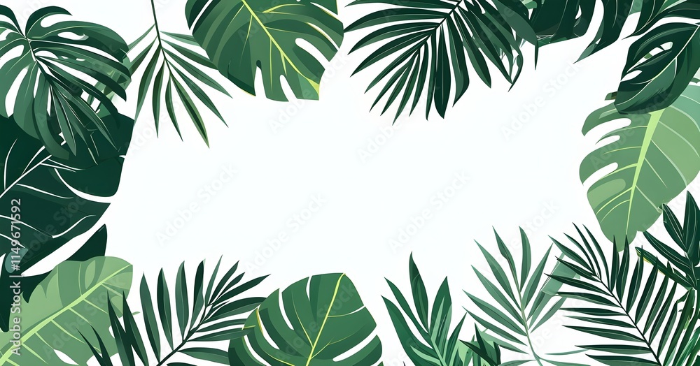 Collection of tropical leaves, foliage plant in green color with space background Collection of tropical leaves, foliage plant in green color with space background