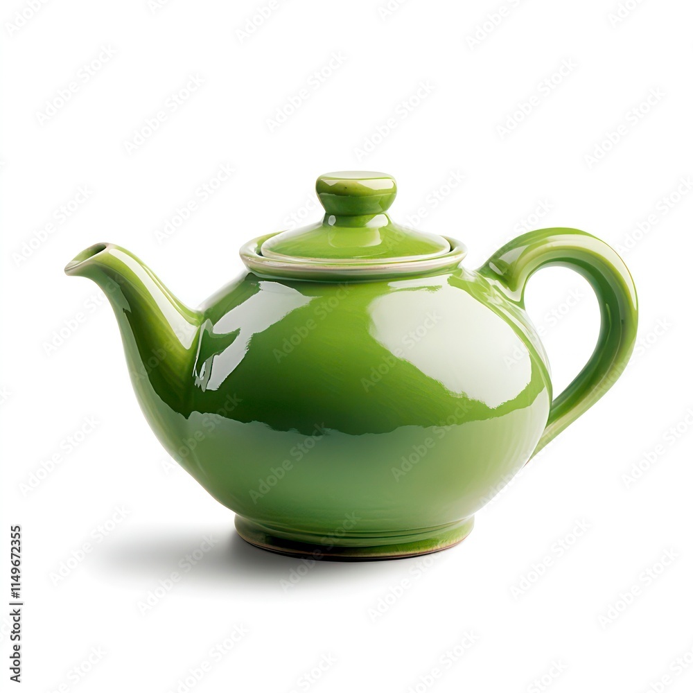Green ceramic teapot isolated on white background. Green ceramic teapot isolated on white background.
