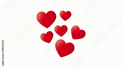 Animated illustration of six red hearts.