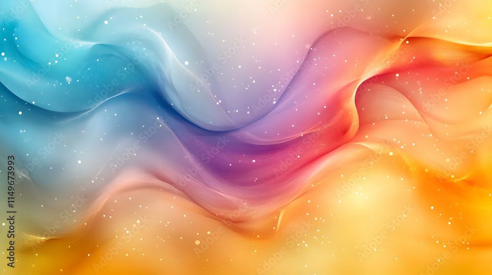 A colorful abstract wave design featuring soft gradients and sparkles. A colorful abstract wave design featuring soft gradients and sparkles.