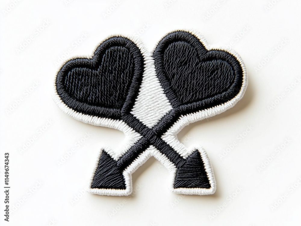 Fototapeta premium Elegant Valentine Hearts & Arrow Embroidery Patch