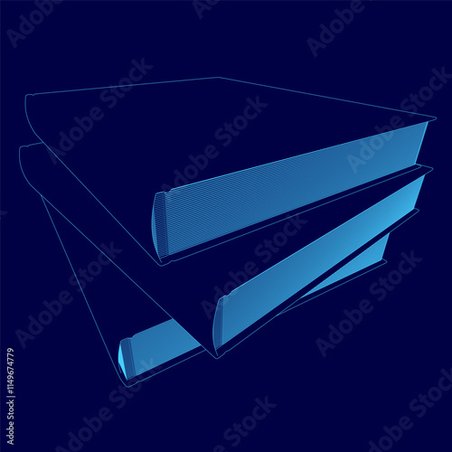 Contour Stack of books. Vector illustration