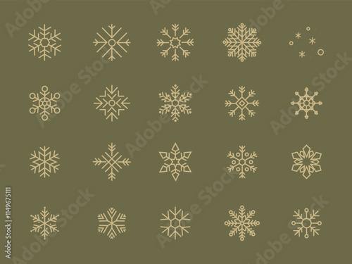 Snowflake icons. Snow. Winter. New Year and Christmas. Winter holidays. Different shapes of snowflakes. A set of editable icons. Vector image.