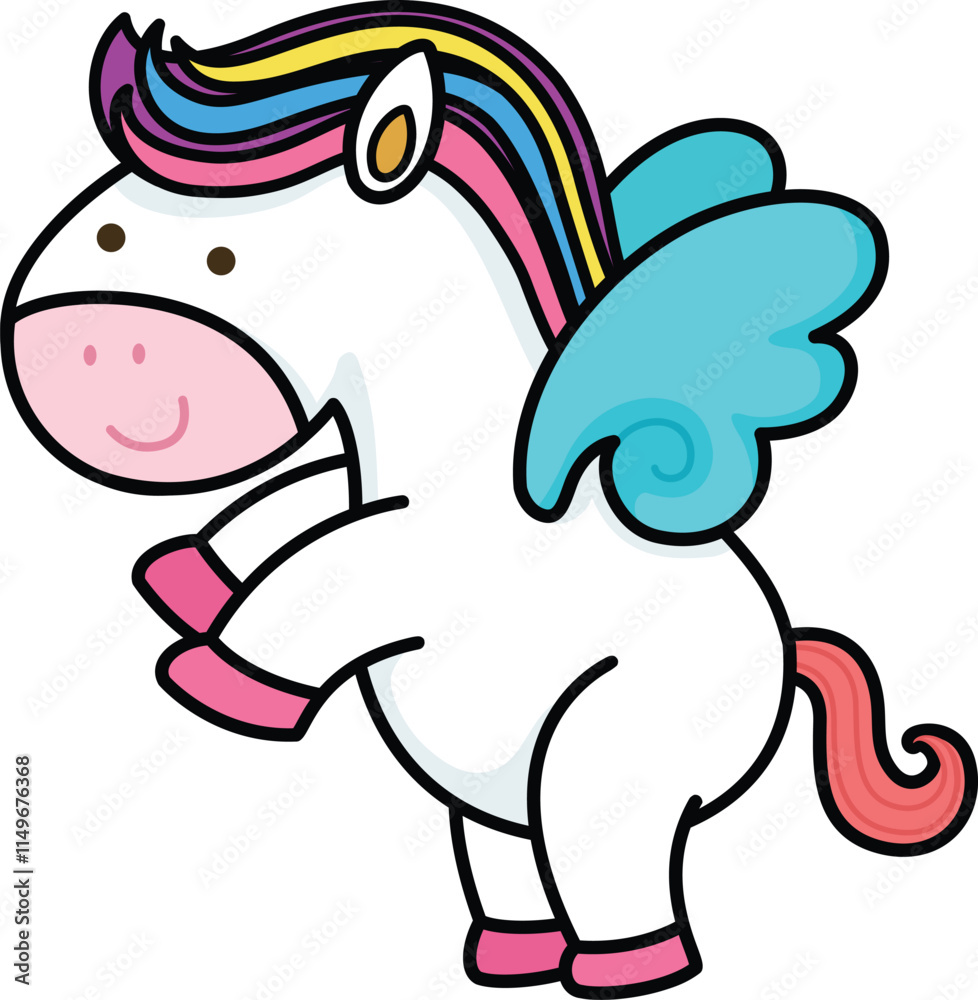 Fototapeta premium cute cartoon unicorn character illustration, vector