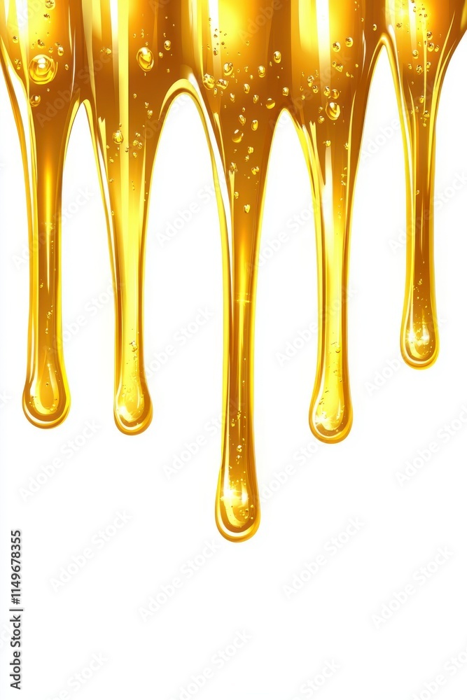 Dripping golden honey with a smooth texture and bubbles, creating a rich and inviting appearance. Dripping golden honey with a smooth texture and bubbles, creating a rich and inviting appearance.