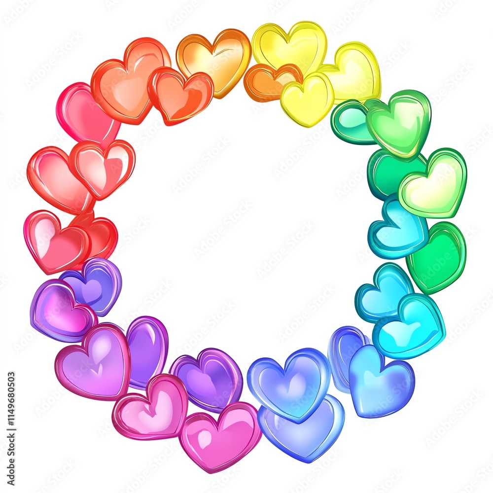 A vibrant circle of colorful hearts, symbolizing love and unity in design. A vibrant circle of colorful hearts, symbolizing love and unity in design.