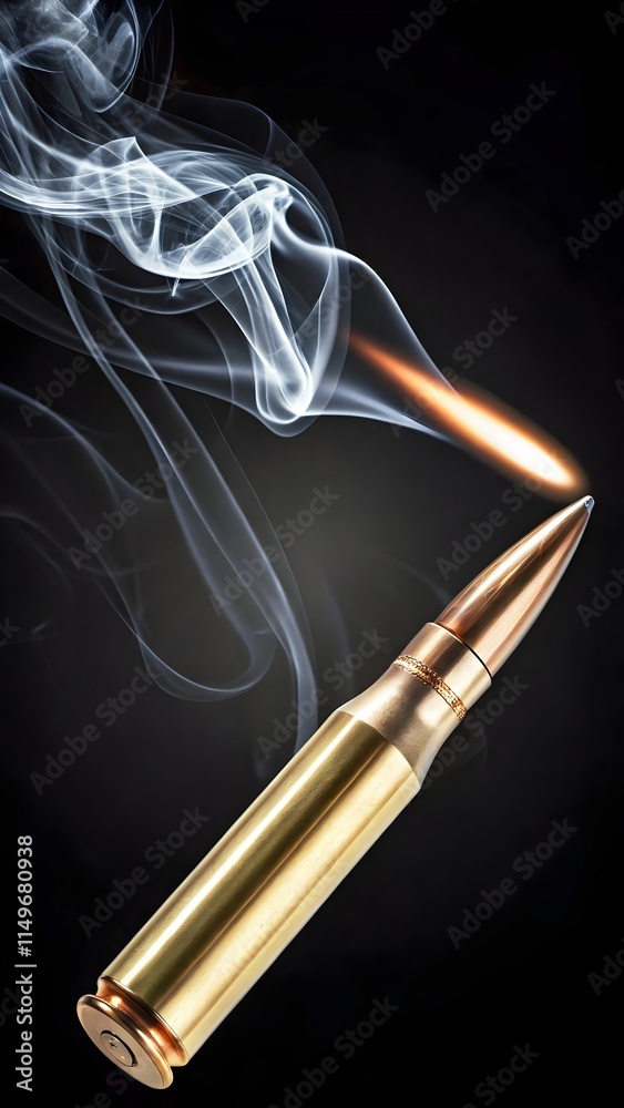 Naklejka premium Bullet in Motion with Smoke Trail