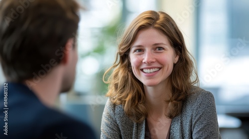 The Smiling Woman in Office