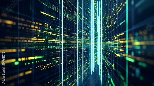 Abstract Digital Data Stream Corridor Futuristic Technology Background