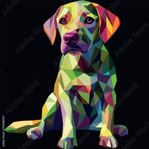 Colorful Low Poly Dog Vector illustration