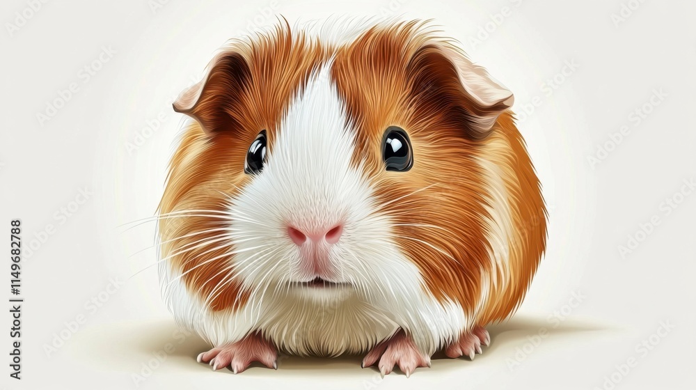 Adorable Guinea Pig Portrait - Smiling, Fluffy Fur, White Background Adorable Guinea Pig Portrait - Smiling, Fluffy Fur, White Background