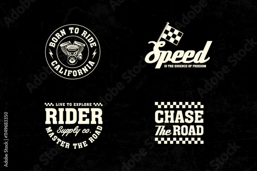 Motorcycle racing badges club emblems tshirt design Retro Racing Typography Graphics