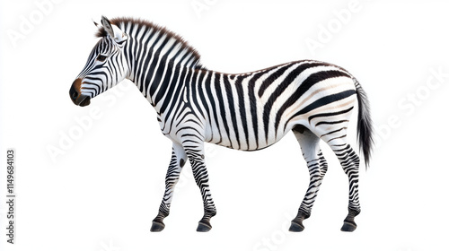 striking zebra with bold black and white stripes stands gracefully