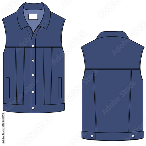 Sleeveless denim vest mock up design